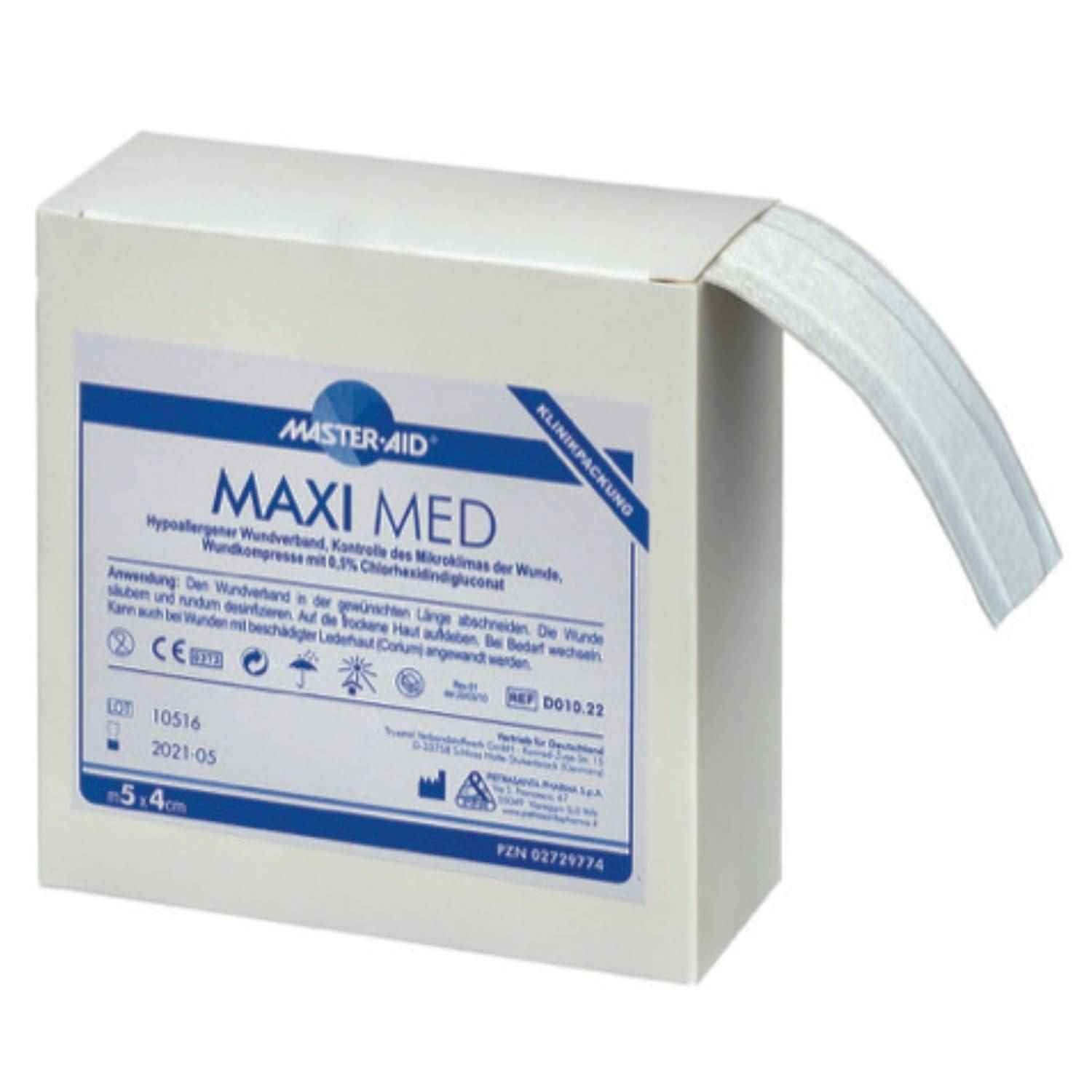 MAXI MED - Wundschnellverband mit antibakterieller Wirkung (zuschneidbar) - 4 cm x 5 m